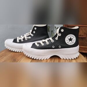 Converse Black and White Platform Sneakers with Rugged Sole